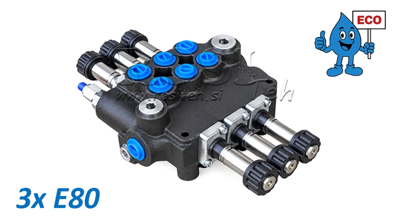 HYDRAULICZNY ELEKTROZAWÓR (BEZ CEWEK) – ROZDZIELACZ 3-SEKCYJNY 3xE80 ECO