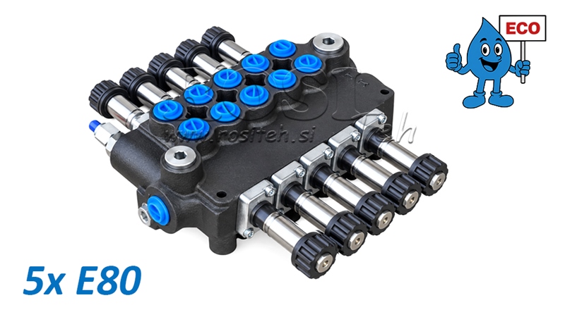 HYDRAULICZNY ELEKTROZAWÓR (BEZ CEWEK) – ROZDZIELACZ 5-SEKCYJNY 5xE80 ECO