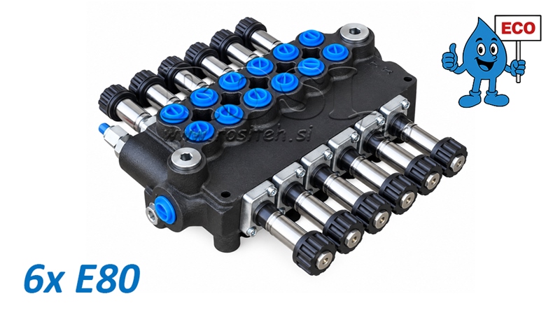 HYDRAULICZNY ELEKTROZAWÓR (BEZ CEWEK) – ROZDZIELACZ 6-SEKCYJNY 6xE80 ECO