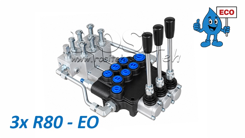HYDRAULICZNY ZAWÓR ELEKTRO-RĘCZNY (BEZ CEWEK) – ROZDZIELACZ 3-SEKCYJNY 3xR80-EO ECO