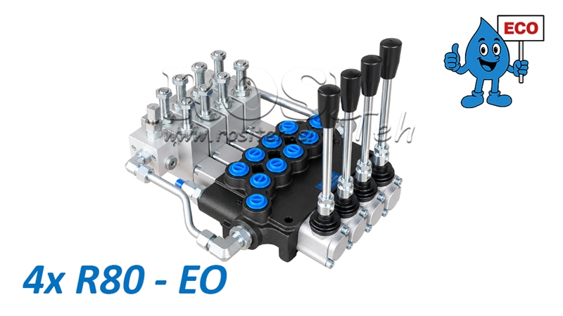 HYDRAULICZNY ZAWÓR ELEKTRO-RĘCZNY (BEZ CEWEK) – ROZDZIELACZ 4-SEKCYJNY 4xR80-EO ECO