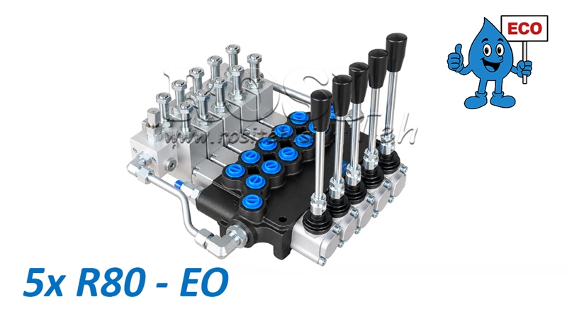 HYDRAULICZNY ZAWÓR ELEKTRO-RĘCZNY (BEZ CEWEK) – ROZDZIELACZ 5-SEKCYJNY 5xR80-EO ECO