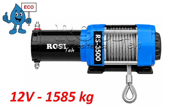 12 V WYCIĄGARKA ELEKTRYCZNA RS-3500 - 1585 KG - LINA STALOWA - ECO