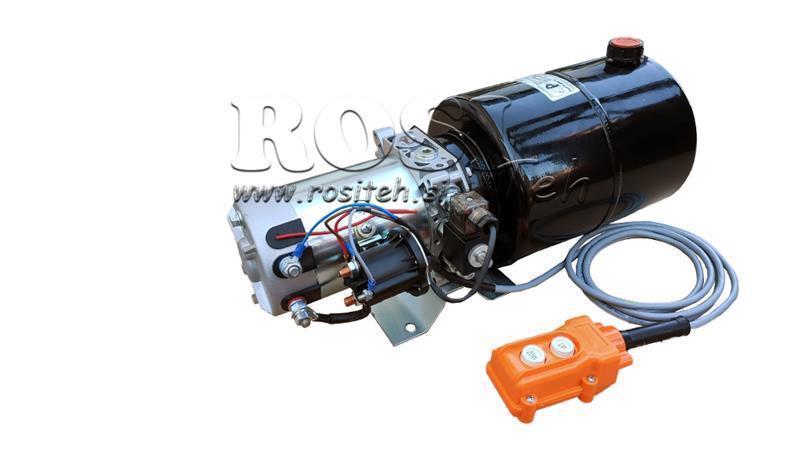 MINI AGREGAT HYDRAULICZNY 12V DC - 1.6kW = 2.1cc - 8 lit - montaż w kierunku jednostronnym (metal)