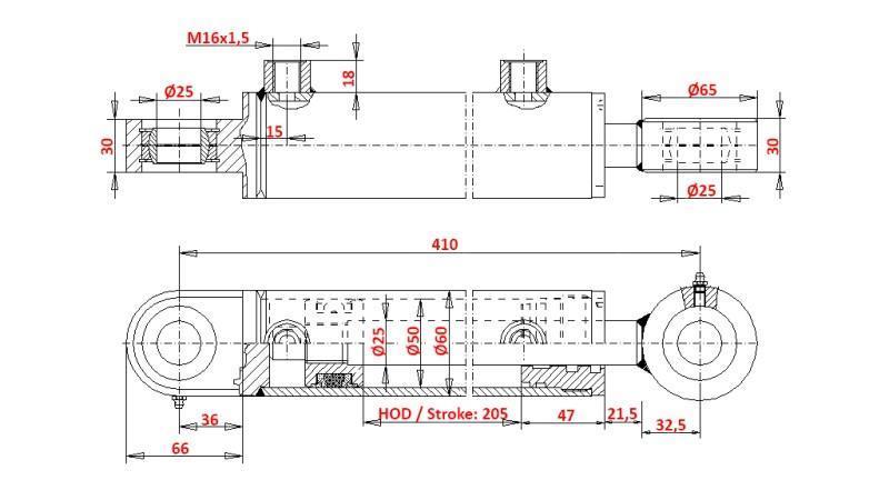 HYDRAULISK STYRINGSCYLINDER ZETOR 7245