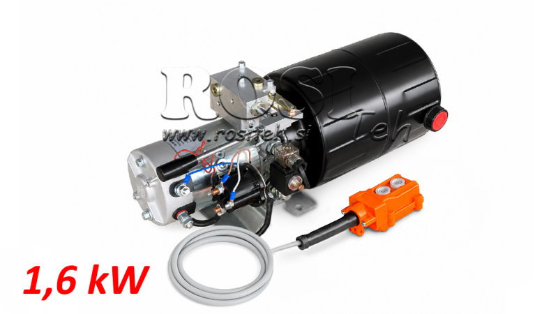 MINI HYDRAULICZNA JEDNOSTKA ZASILAJĄCA 12V DC - 1.6kW = 2.1cc - 8 litrów - jednostka jednofazowa Z POMPĄ RĘCZNĄ