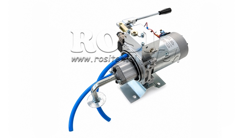 MINI HYDRAULICZNA JEDNOSTKA ZASILAJĄCA 12V DC - 1.6kW = 2.1cc - 8 litrów - jednostka jednofazowa Z POMPĄ RĘCZNĄ
