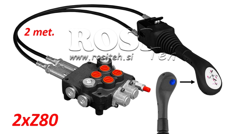 JOYSTICK 1x PRZYCISK - LINKA BOWDENA 2 m + ZAWÓR HYDRAULICZNY 2xZ80
