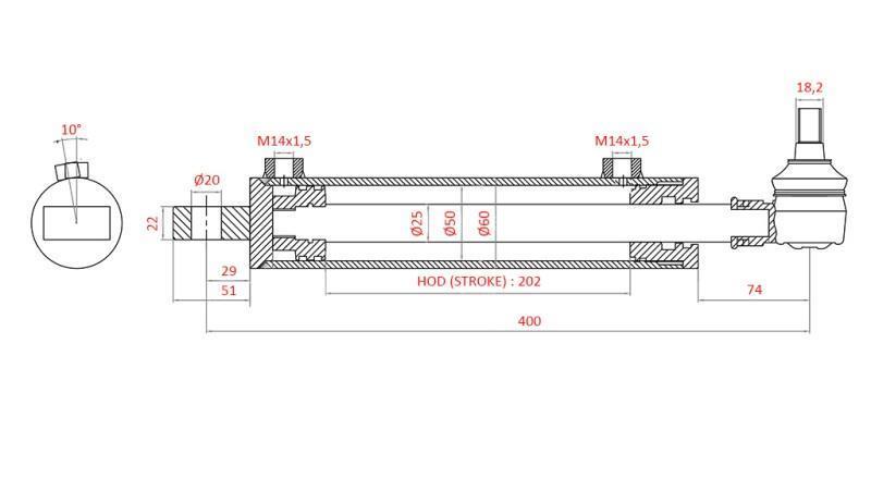 CYLINDER KIEROWNICZY HYDRAULICZNY FIAT-NEW HOLLAND OEM-5189891