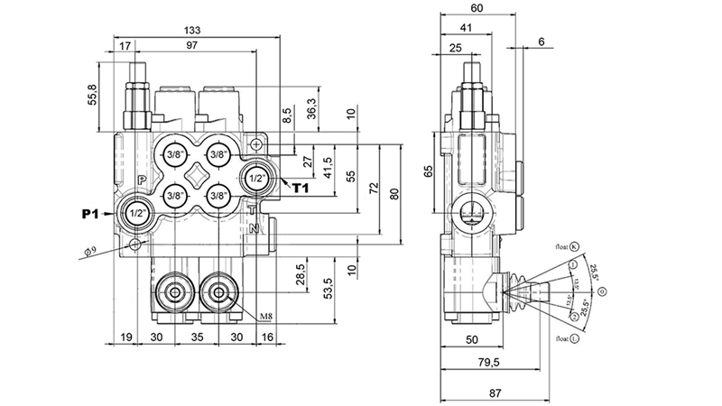 RĘCZNY ZAWÓR HYDRAULICZNY MONOBLOK 2xZ50