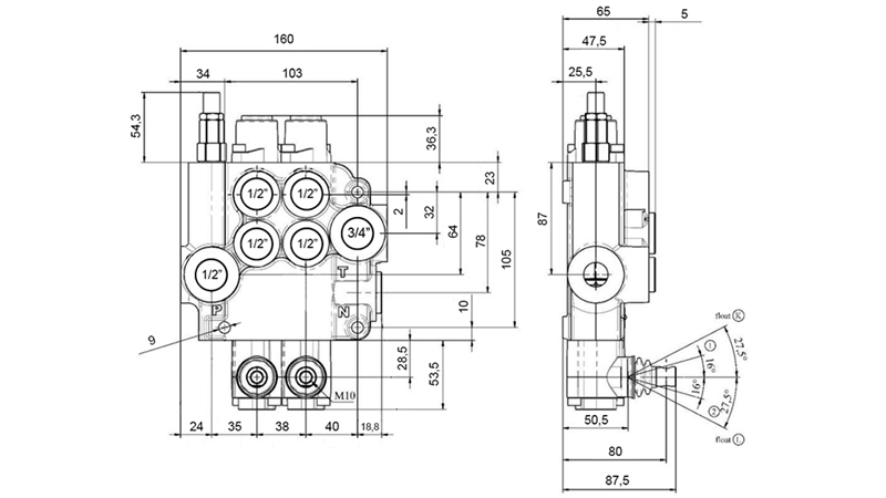 RĘCZNY ZAWÓR HYDRAULICZNY MONOBLOK 2xZ80
