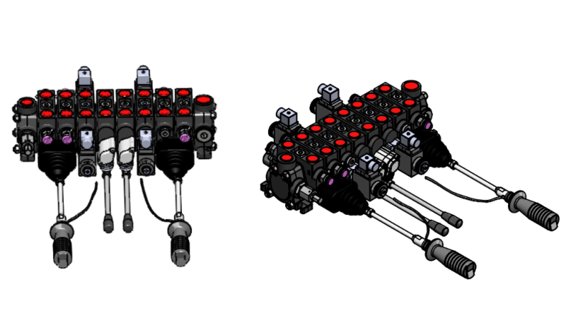ZAWÓR HYDRAULICZNY HIAB 8XPC70 + 2X JOYSTICK - STEROWANIE ELEKTRYCZNE 12V