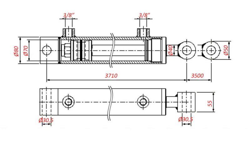 HYDRAULISK CYLINDER TIL TRAKTION - HUL 70/40-3500