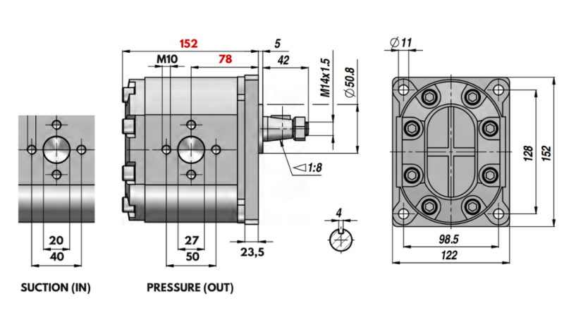 SIŁOWNIK HYDRAULICZNY GR.3 55 CC LEWY - FLANGE