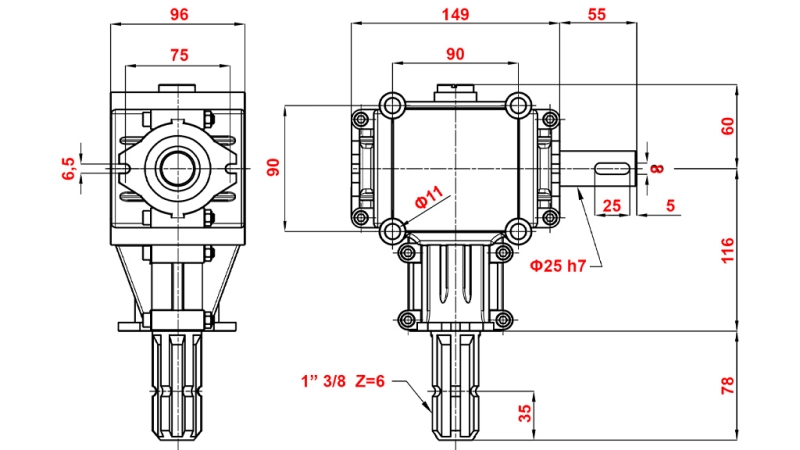 VINKELGEARKASSE P.T.O 1:1.9 (14HK-10KW)
