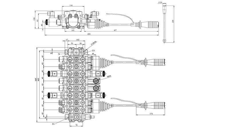 ZAWÓR HYDRAULICZNY HIAB 8xPC70 2x JOYSTICK - STEROWANIE ELEKTRYCZNE 12V