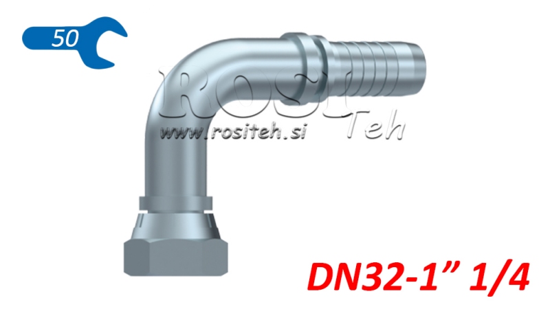ZŁĄCZE HYDRAULICZNE BSP ŻEŃSKIE ŁUK 90° DN32-1 1/4
