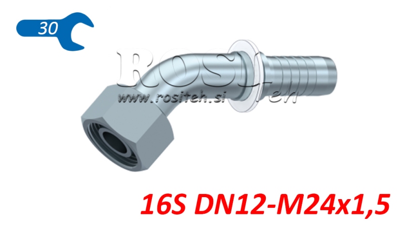 CONEXIÓN HIDRÁULICA DKOS 16 CON CODO HEMBRA 45 DN12-M24X1,5