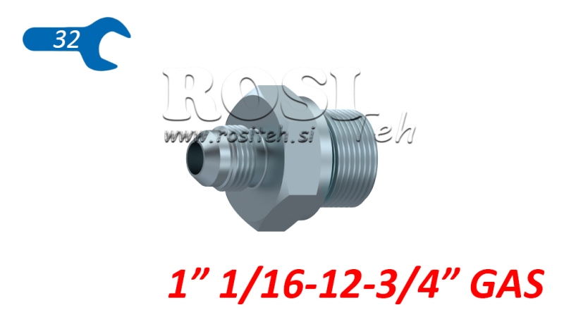 REDUKTOR HYDRAULICZNY 1 1/16 JIC74°-3/4 GAZ