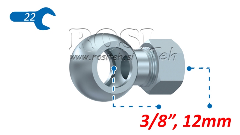 ZŁĄCZKA BANJO HYDRAULICZNA 3/8 Z NAKRĘTKĄ DO RURY 12