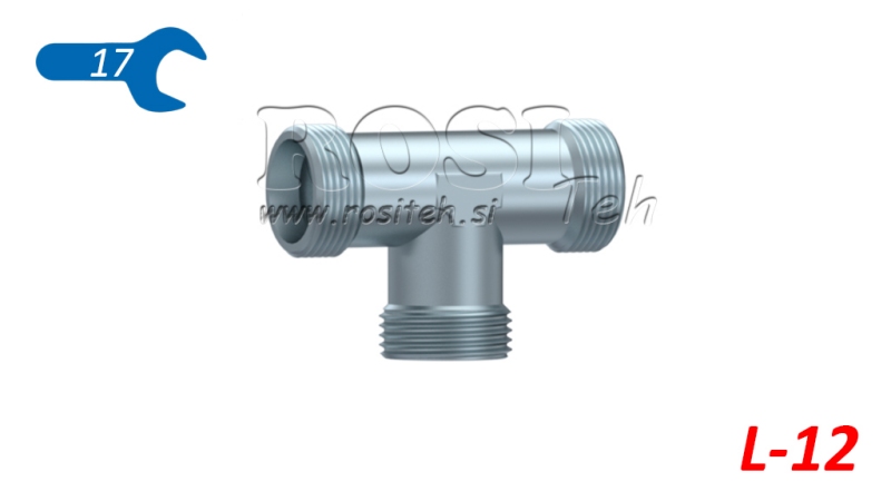 HYDRAULISK T-STYKKE L-12 MED MØTRIK