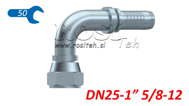 ZŁĄCZE HYDRAULICZNE DKJ JIC74° ŻEŃSKI ŁUK 90° DN25-1 5/8-12