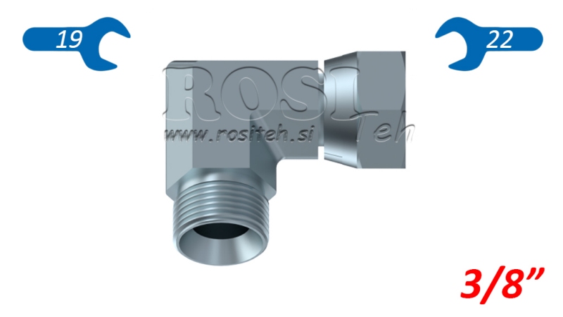 ŁUK HYDRAULICZNY 90° BSP KRÓTKI ZAWÓR OBROTOWY-MĘSKI 3/8