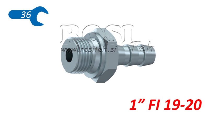 HYDRAULICZNE MĘSKIE ZŁĄCZE 1 DO WĘŻA GUMOWEGO Φ 19-20