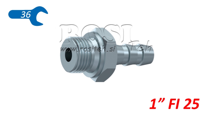 HYDRAULICZNE MĘSKIE ZŁĄCZE 1 DO WĘŻA GUMOWEGO Φ 25