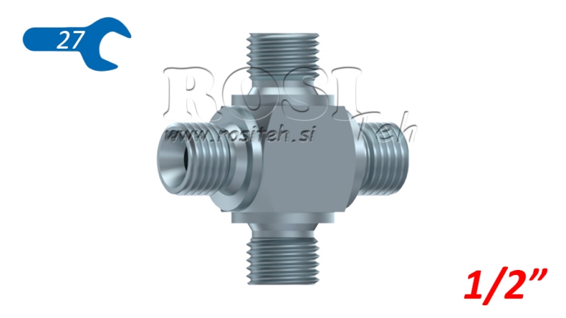HYDRAULIC T KOM BSP MALE CROSS 1/2