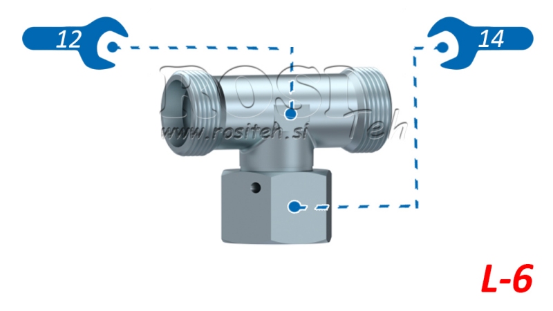 TRÓJNIK HYDRAULICZNY L-6 Z CENTRALNĄ NAKRĘTKĄ OBROTOWĄ M12X1,5