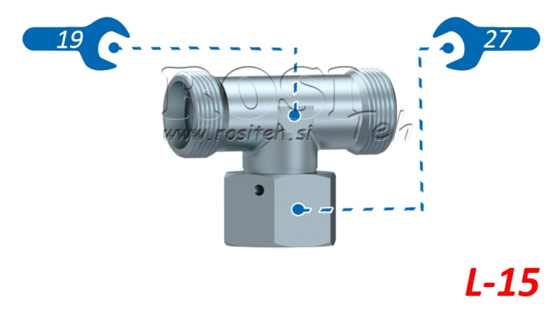 TRÓJNIK HYDRAULICZNY L-15 Z CENTRALNĄ NAKRĘTKĄ OBROTOWĄ M22X1,5