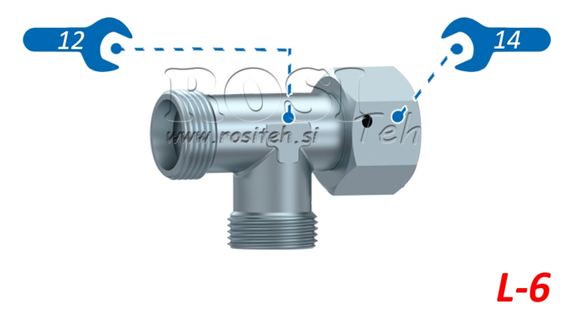 TRÓJNIK HYDRAULICZNY L-6 Z BOCZNĄ NAKRĘTKĄ OBROTOWĄ M12X1,5