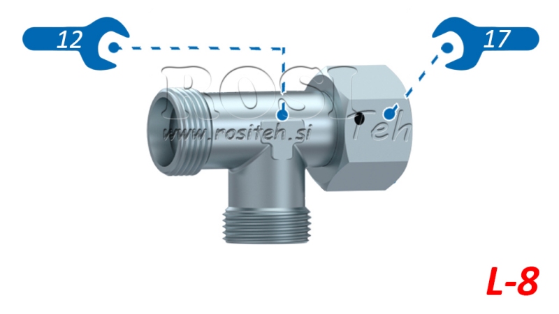 TRÓJNIK HYDRAULICZNY L-8 Z BOCZNĄ NAKRĘTKĄ OBROTOWĄ M14X1,5