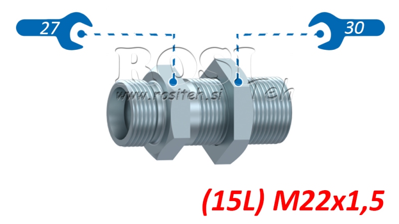 ZŁĄCZE HYDRAULICZNE PRZELOTOWE PODWÓJNE (15L) M22X1,5