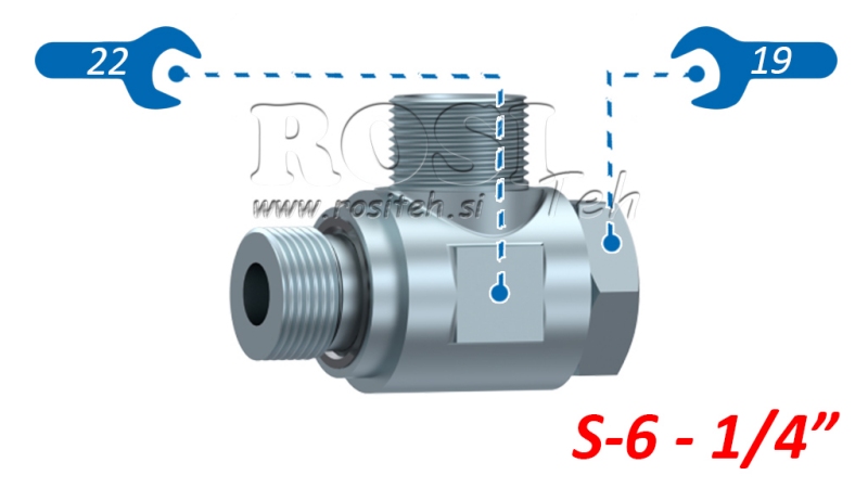 ZŁĄCZE KOLANKOWE HYDRAULICZNE OBROTOWE SWVE (6S) M14X1,5-BSP 1/4