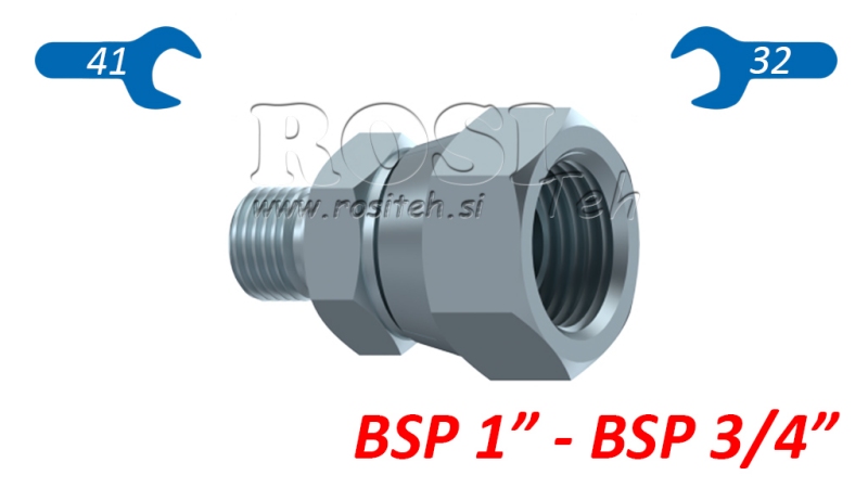 REDUKCJA HYDRAULICZNA Z NAKRĘTKĄ OBROTOWĄ BSP  1-BSP 3/4