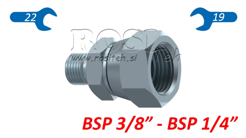 REDUKCJA HYDRAULICZNA Z NAKRĘTKĄ OBROTOWĄ BSP 3/8-BSP 1/4