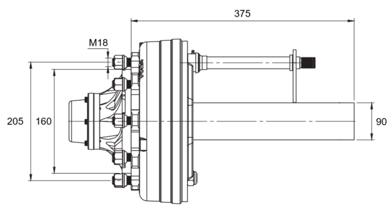 POLOSOVINA Z ZAVORAMI (6 VIJAKOV) - 5250 kg - 290 mm