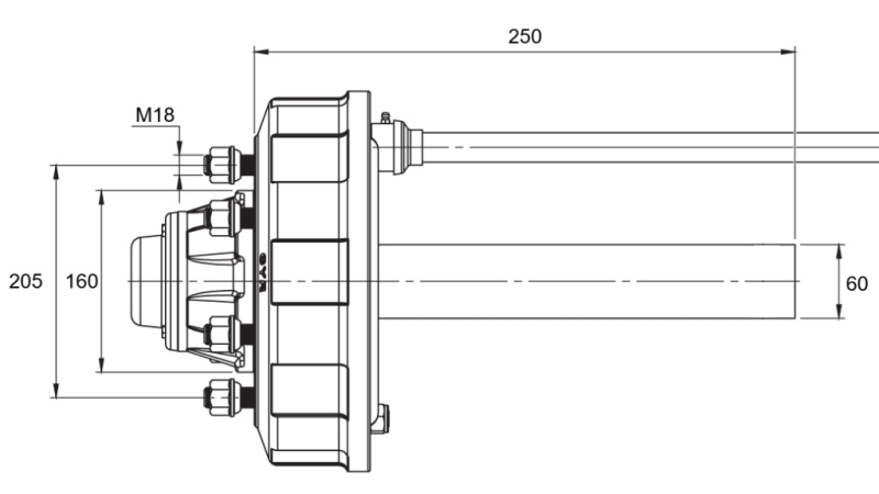 SEMIEJE CON FRENOS - 2700 kg (6 TORNILLOS) - 250 mm