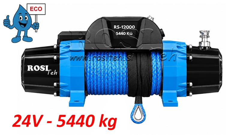24 V WYCIĄGARKA ELEKTRYCZNA RS-12000 - 5440 kg - LINA SYNTETYCZNA - ECO