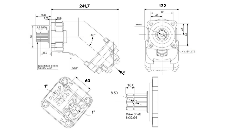 HYDRAULISK GJUTJERN PUMPE 107CC BANAN