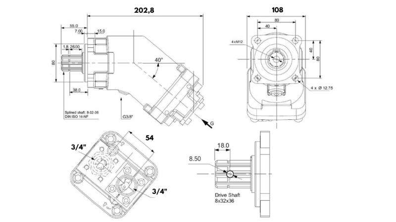 HYDRAULICZNA POMPA ŻELIWNA 45CC BANANA