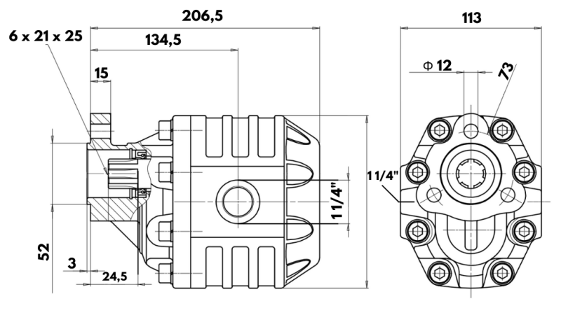 HYDRAULICZNA POMPA ŻELIWNA UNI40-109CC-190 BAR LEWA