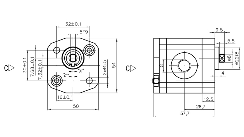 HYDRAULICKÉ ČERPADLO 00C0.5X033 GR.0 - 0,5cc - PRAVÝ