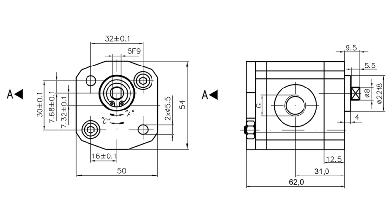 HYDRAULICKÉ ČERPADLO 00A1X033 GR.0 - 1cc - LEVÝ