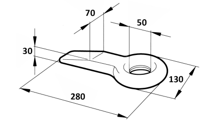 FIXERET BUGSERINGSKROG FI50 70X30 L280 - 14000KG/2000KG