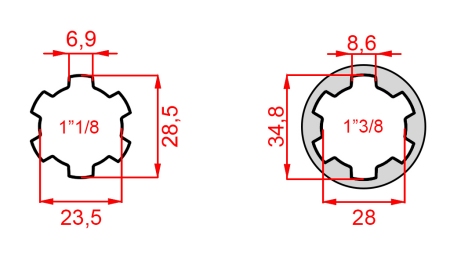ADAPTER KARDANA ZE SWORZNIEM Z 1-3/8 NA 1-1/8 (150 mm)