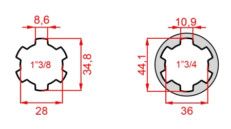 ADAPTER KARDANA ZE SWORZNIEM Z 1-3/4 NA 1-3/8 (165 mm)