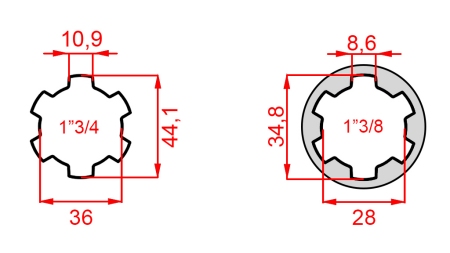 ADAPTER KARDANA ZE SWORZNIEM Z 1-3/8 NA 1-3/4 (165 mm)